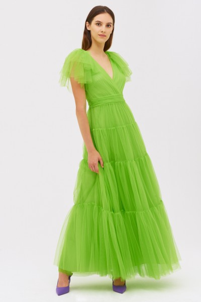 Fluorescent green tulle dress