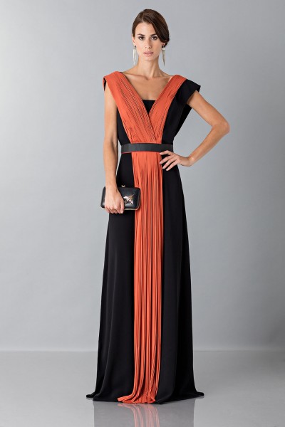 Long dress with central silk insert