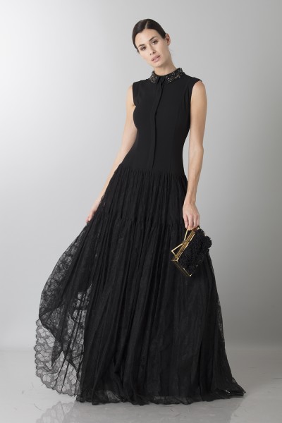 Long dress with side transparencies