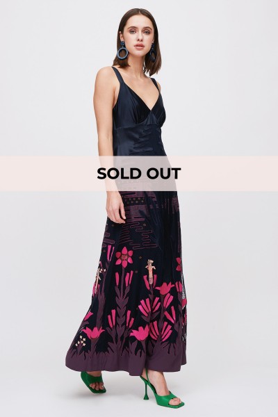 Silk dress with applications