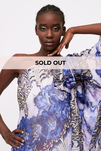 Liana print one-shoulder dress