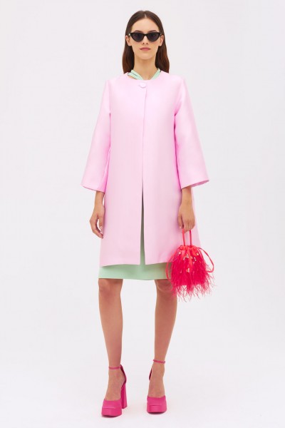 Pink mikado duster coat