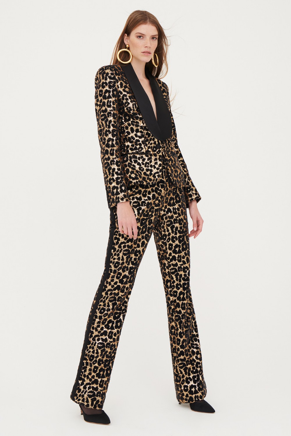 Completo in paillettes leopardato