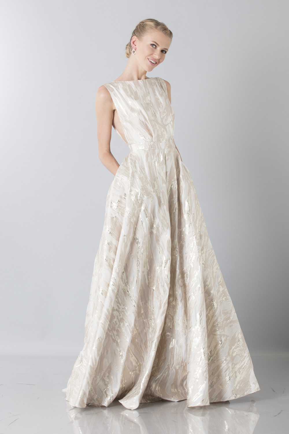 Robe longue à motif doré