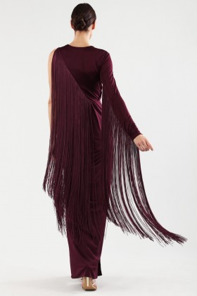 Robe asymétrique bordeaux à franges - Emilio Pucci - Vendre Drexcode - 2