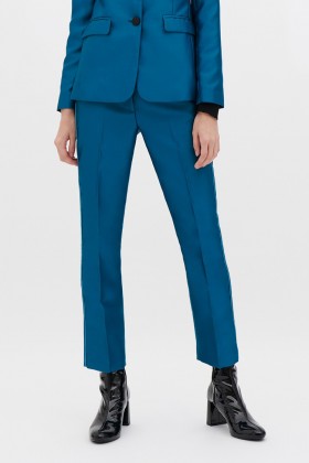 Pantaloni in satin blu - Giuliette Brown - Louer Drexcode - 1