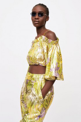 Crop-top lurex lime - Hayley Menzies - Louer Drexcode - 2