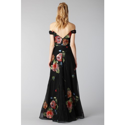 Noleggio Abbigliamento Firmato - Robe longue noire avec motif floral à épaules dénudées - Marchesa Notte - Drexcode -8