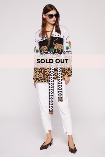 Cardigan animalier bianco