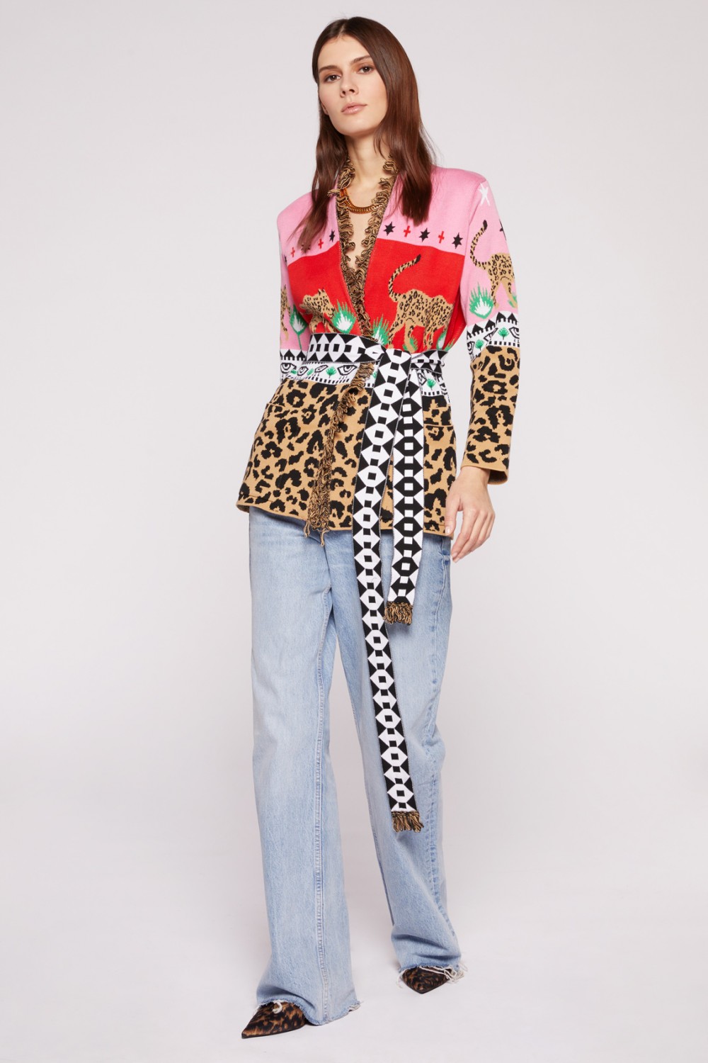 Cardigan animalier rosa