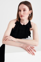 Drexcode - Jumpsuit nera in crepes con rouches - Kathy Heyndels - Vendita - 1