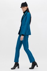 Drexcode - Completo giacca e pantalone turchesi in satin - Giuliette Brown - Noleggio - 4