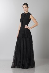Drexcode - Abito nero con gonna in pizzo e colletto lavorato  - Ports 1961 - Vendita - 2