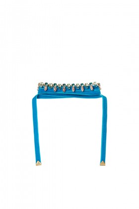 Choker in velluto blu e cristalli - Almarow - Vendita Drexcode - 2
