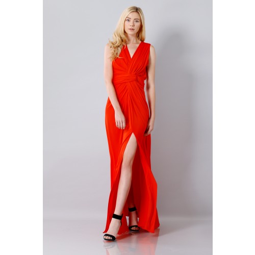 Vendita Abbigliamento Usato FIrmato - Abito rosso in seta con spacco - Vionnet - Drexcode -2