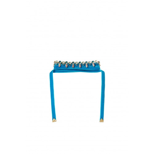 Noleggio Abbigliamento Firmato - Choker in velluto blu e cristalli - Almarow - Drexcode -3