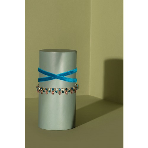 Noleggio Abbigliamento Firmato - Choker in velluto blu e cristalli - Almarow - Drexcode -4