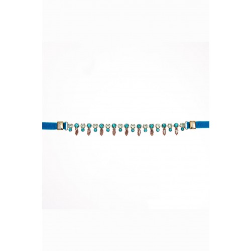 Noleggio Abbigliamento Firmato - Choker in velluto blu e cristalli - Almarow - Drexcode -5