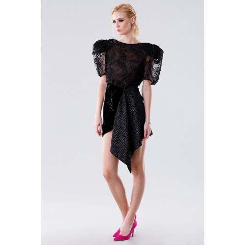 Noleggio Abbigliamento Firmato - Abito nero con paillettes e spacco laterale - Daniele Carlotta - Drexcode -5