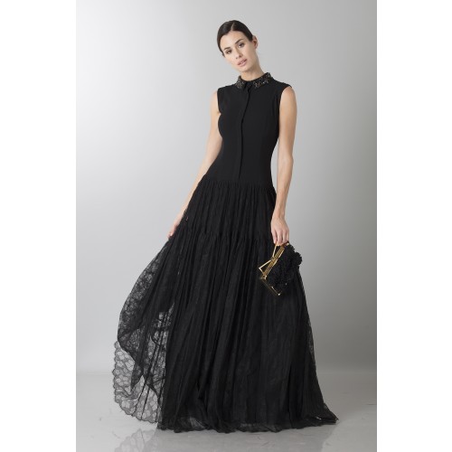 Noleggio Abbigliamento Firmato - Abito nero con gonna in pizzo e colletto lavorato - Ports 1961 - Drexcode -3