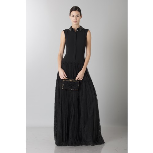 Noleggio Abbigliamento Firmato - Abito nero con gonna in pizzo e colletto lavorato - Ports 1961 - Drexcode -1