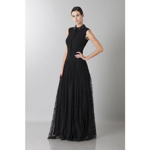 Noleggio Abbigliamento Firmato - Abito nero con gonna in pizzo e colletto lavorato - Ports 1961 - Drexcode -4