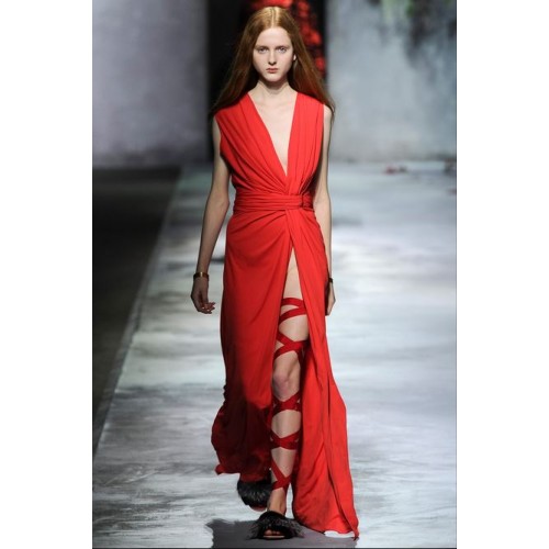 Vendita Abbigliamento Usato FIrmato - Abito rosso in seta con spacco - Vionnet - Drexcode -1